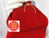 Santa Sack - FREE SHIPPING - Red Velvet - Can be personalized