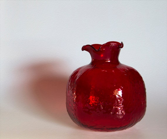 Big Red Glass Pomegranate. Red vase. Perfect gift