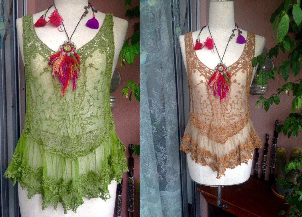 Sheer Lace Tank Top /Boho Lace Top/ Romantic Lace by SpellMaya