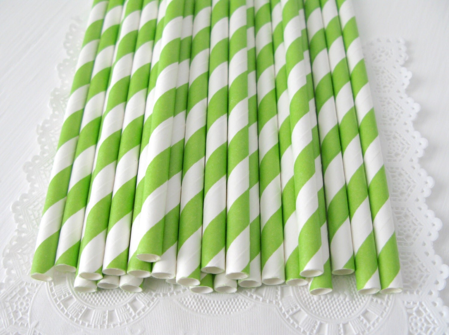 Lime Green Stripe Paper Straws 25 Count Lime Green Stripe Straws