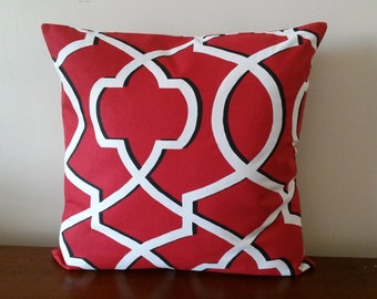 Red Pillow Cover, 20''x20'' Red Geometric Pillow Cover, Decorative Pillow Cover, 20''x20''
