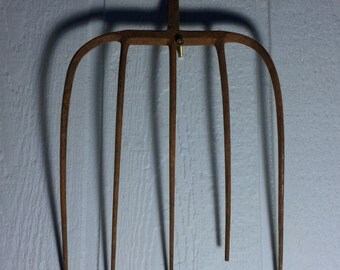 Farmhouse Pitch Fork Head Farm Tool Decor 15 inch Hay Fork Fall Harvest Decor