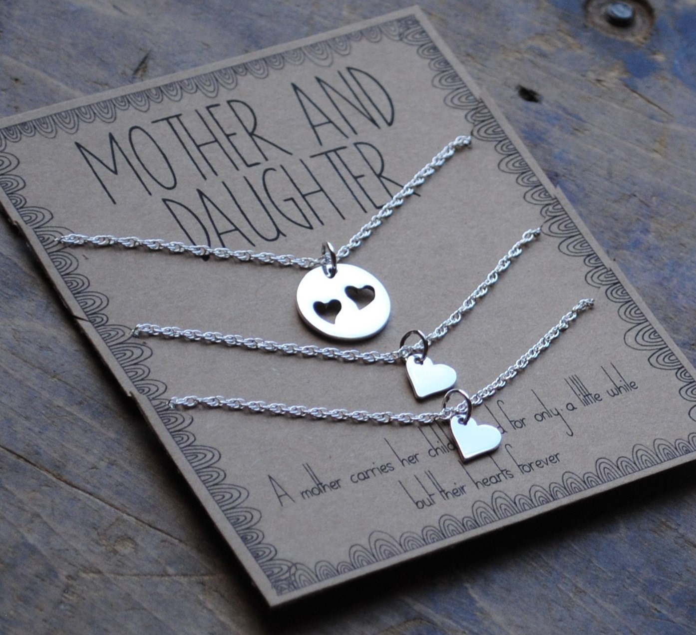 Mother Daughter Necklace . Set of THREE Sterling Round