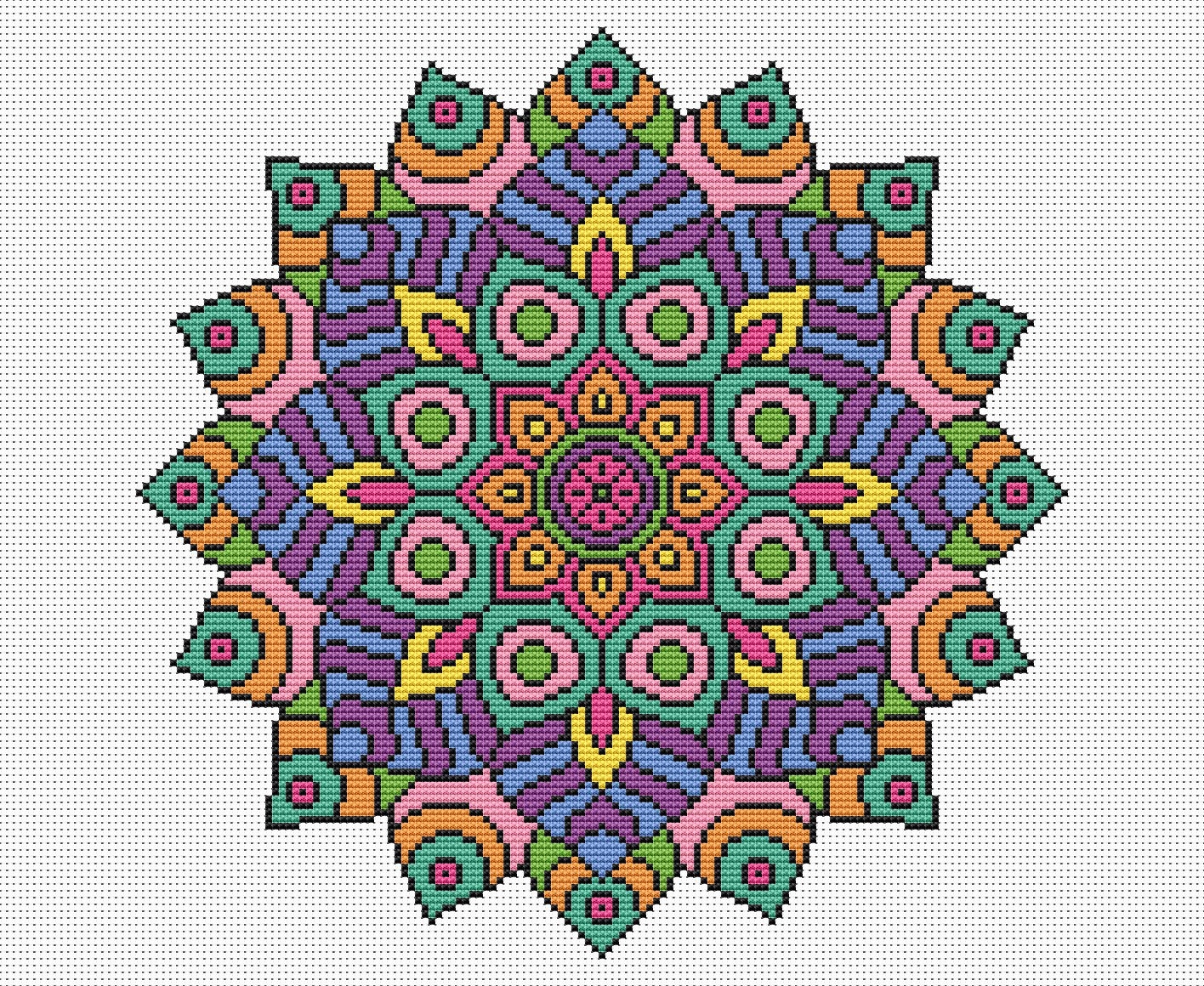 Download KIT Mandala Cross Stitch Kit Statement Mandala Complete