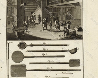 DIDEROT / PANCOUCKE Original From the first Edition - Detailed copper engraved prints - Fer Grosses Forges- Big iron Forges