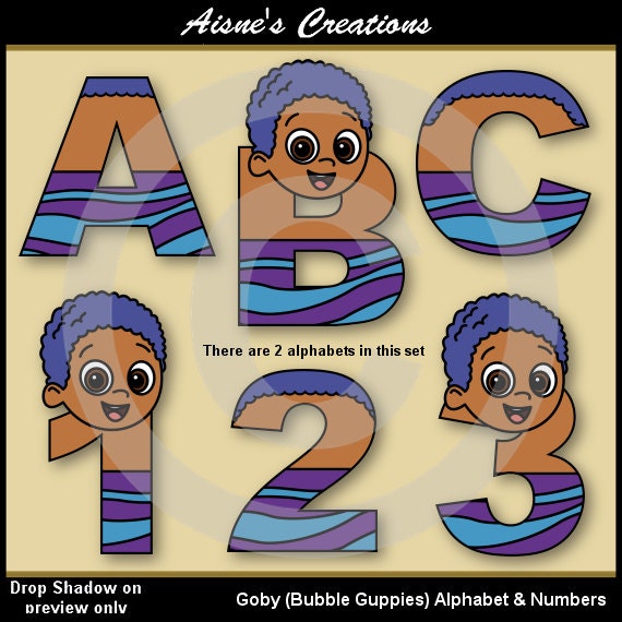 Goby Bubble Guppies Alphabet Letters &amp; Numbers Clip Art