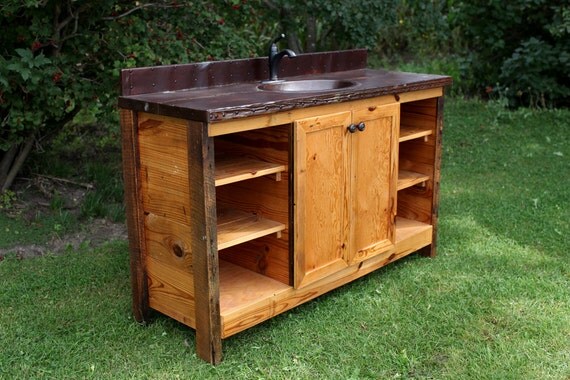 Vanity Reclaimed Barn Wood And Tin Handsome Bathroom Vanity