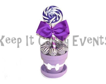 swirl purple lollipop centerpieces