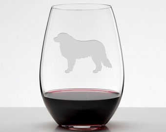 Great Pyrenees, Etched Stemless Wineglass, Dog Lover Gift, Great White Pyrenees