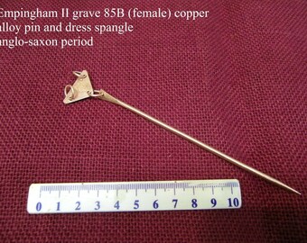 anglo saxon copper dress pin empingham II grave 85B female dress use