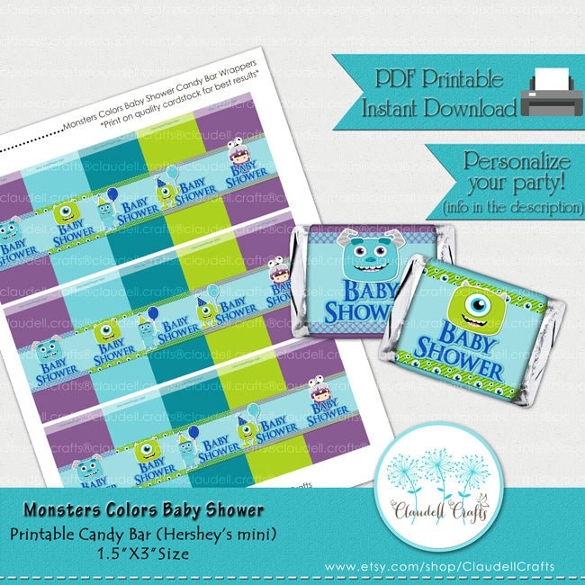 Baby Shower Monsters Colors Inspired Printable Candy Bar Baby Shower Monsters Colors Inspired Printable Candy Bar