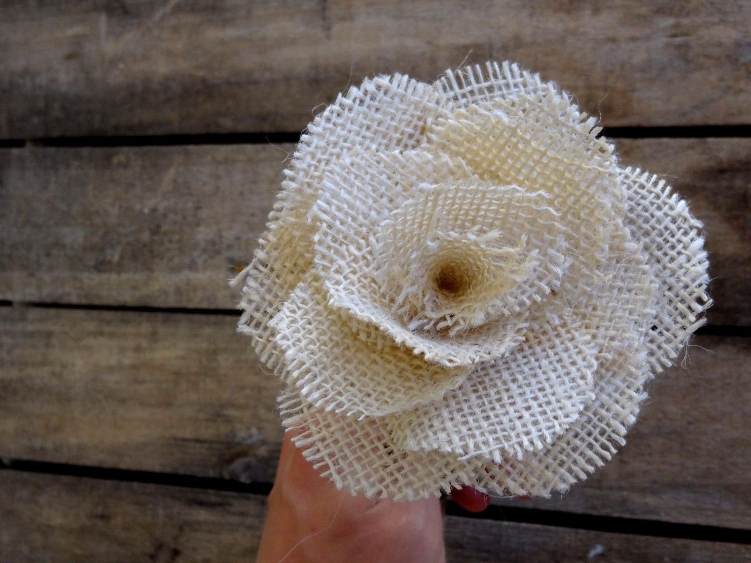 WHOLESALE 12 x White Burlap Roses With Stem Burlap Wedding