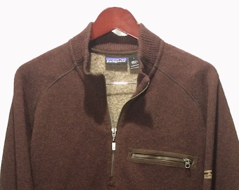 PATAGONIA Zip Up Fleece Cardigan Sweater Brown Men's Size L