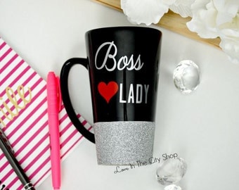 Boss Mug, Boss Lady Mug, Boss Gift, Girl Boss Mug, Like A Boss Glitter Mug, Gift For Boss, Black Coffee Mug, Custom Glitter Mug, Lady Boss