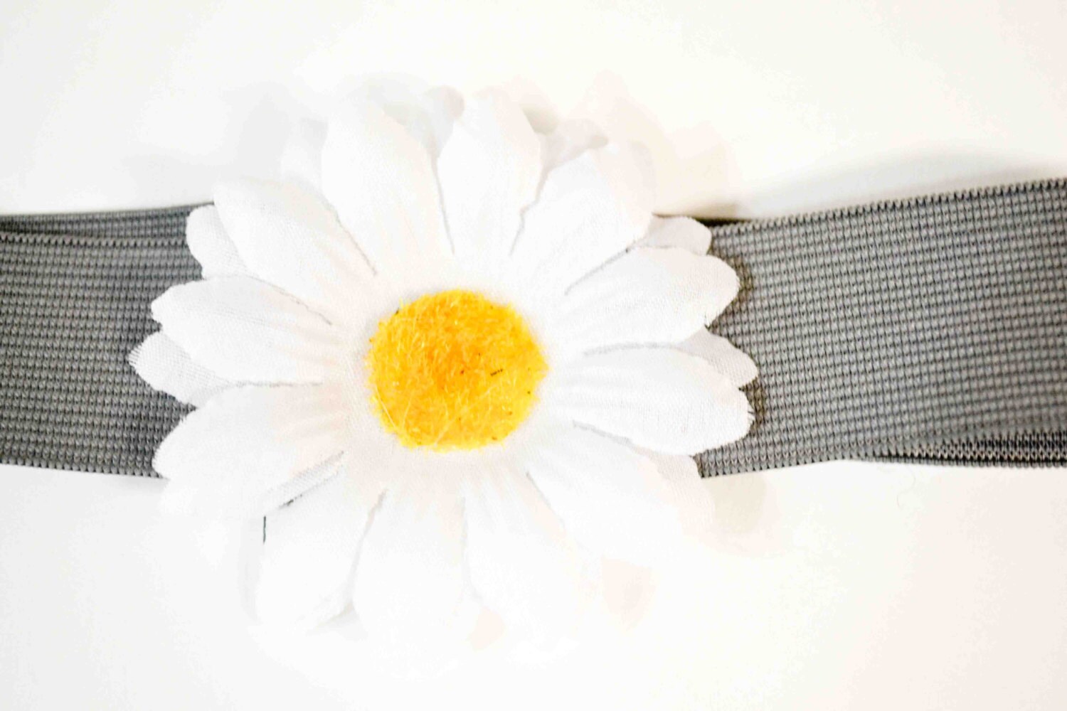 Flower headband with large daisy on grey by JoyousiiiArtistry