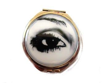 Eye Pocket Mirror, Black and White Eye Mirror, Open Eye, Unique Mirror, Eye Accessory, Unusual Mirror, Black and White, Eyes, Compact Mirror