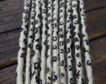 Synthetic Dreadlocks - Unit of 10 Leopard Print Dreads - Smooth Sealed Vegan Dread Extensions with Fierce Fashion Pattern