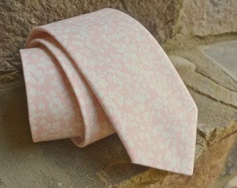 Floral tie,muted coral floral necktie,mens neck ties,floral wedding neck tie,blush tie