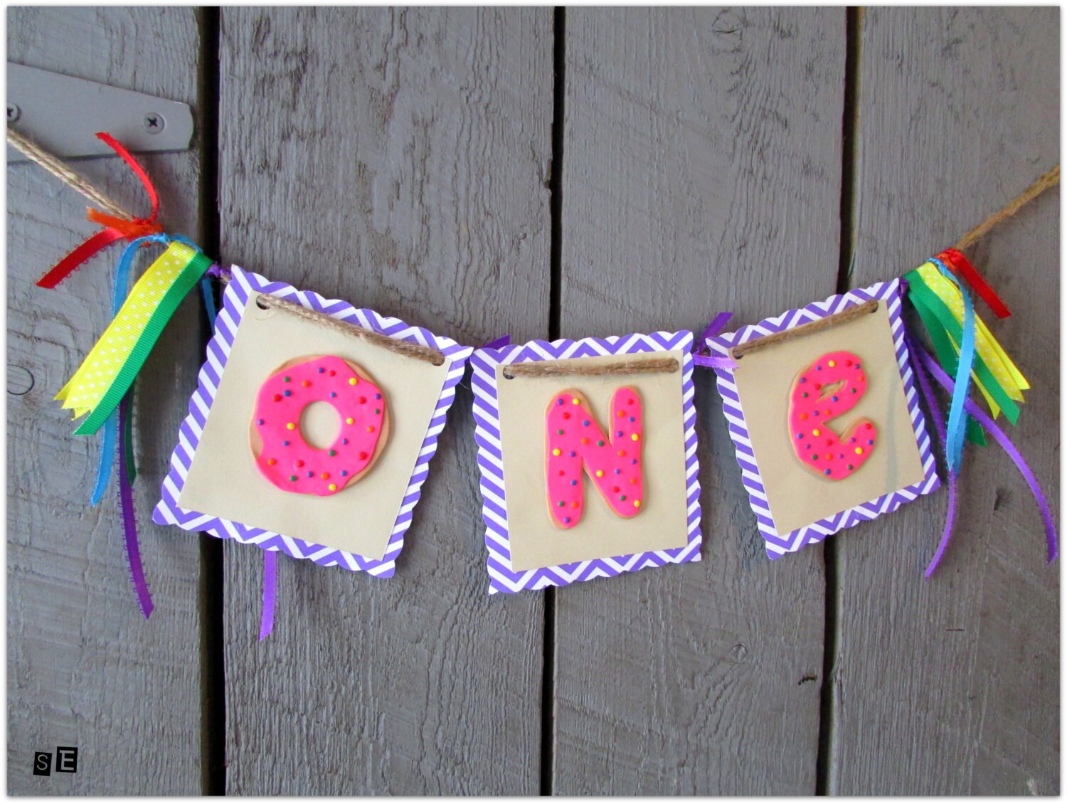 Donut Birthday Banner Donut One Banner Donut by SamsSweetArt