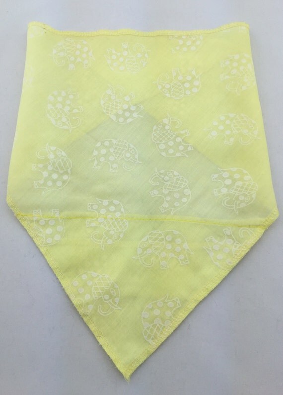 Pale Yellow Cotton Bandana w/ Boho Elephant print & Secret Pocket