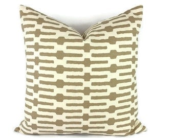 Annie Selke Links in Taupe and Cream Cotton Pillow Cover
