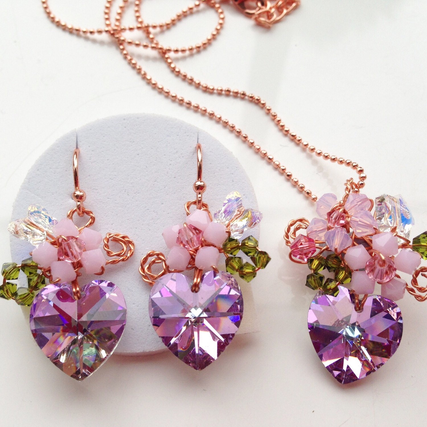 Lilac purple jewellery set/Delicate Jewelry/Purple jewelry