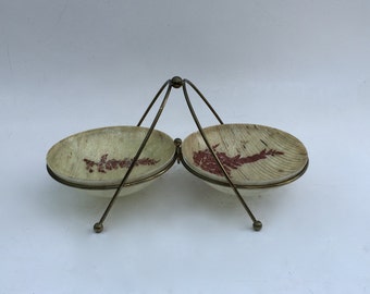 Vintage Mid Century Modern Resin Serving Bowl Set with Stand