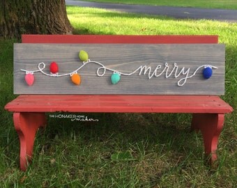 MADE TO ORDER Christmas Light Script Merry String Art Board