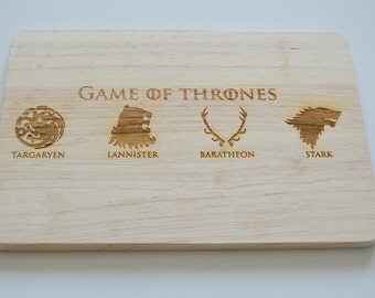 Game Of Thrones Engraved Wood Chopping Board, GOT Houses Board, Cheeseboard, Stark, Game Of Thrones Fans, Birthdays, House Gift, 2 SIZES