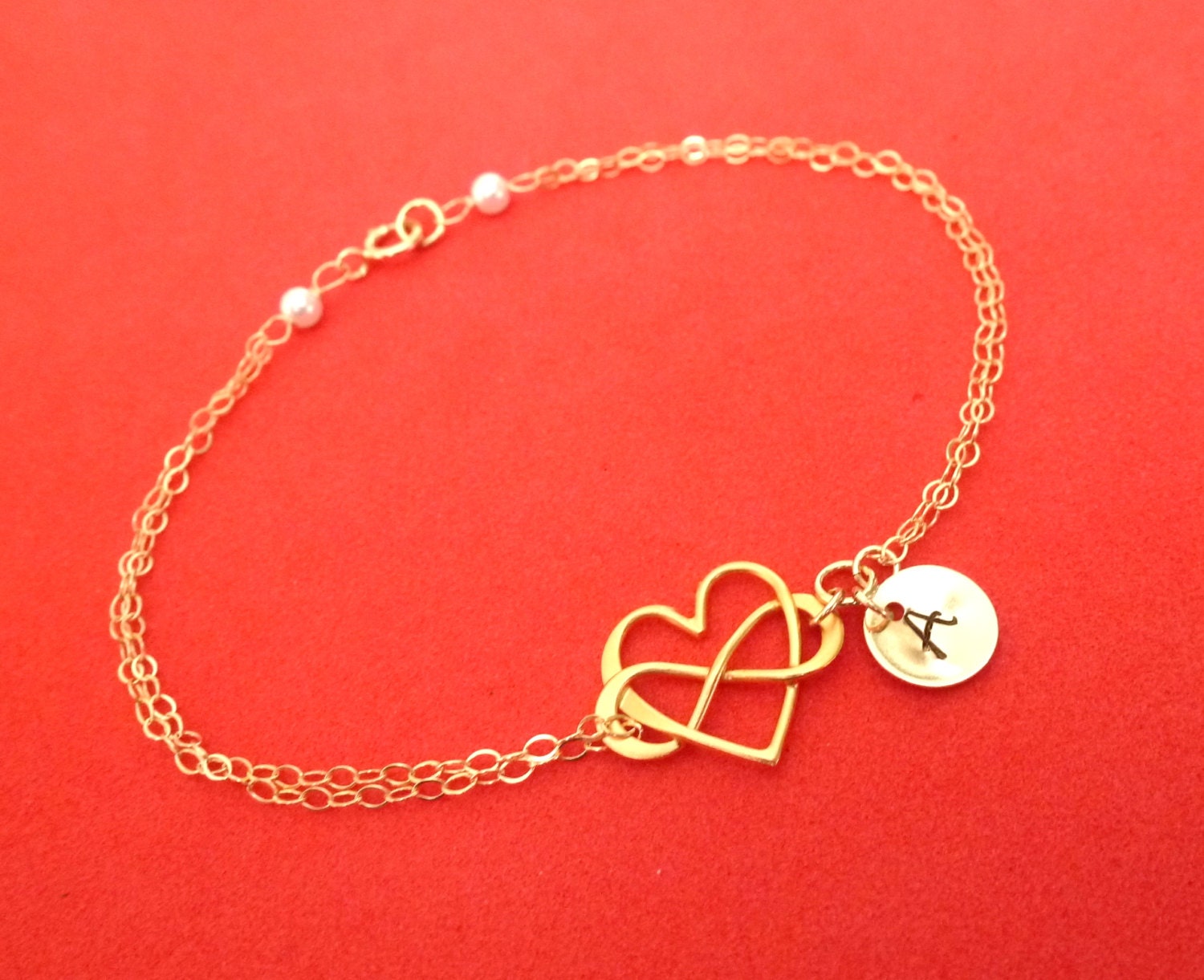 Personalized Gold Infinity Bracelet Gold Infinity Heart