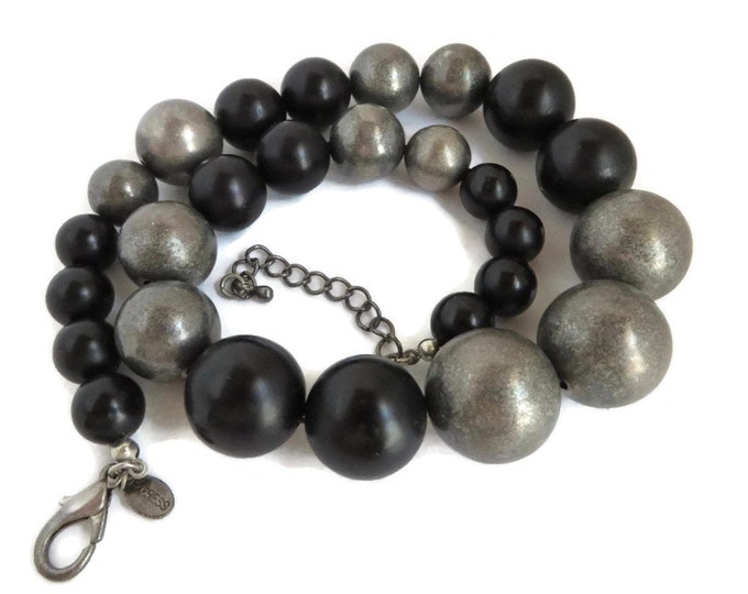 EXPRESS Black and Gray Graduated Bead Necklace