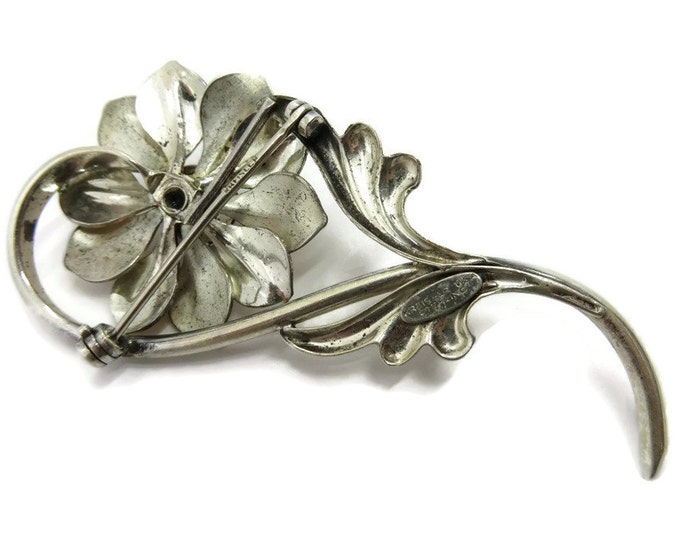 Kreisler Silver Flower Brooch, Vintage Signed Designer Sterling Silver Pin, Mid Century Jewelry, Perfect Gift, Gift Box Kreisler Silver Flower Brooch, Vintage Signed Designer Sterling Silver Pin, Mid Century Jewelry, Perfect Gift, Gift Box