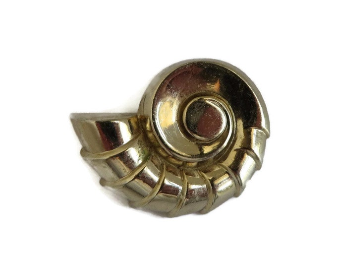 Coro Gold Tone Nautilus Shell Brooch Pin