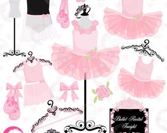 Ballerina clipart, Ballet clipart, ballerina tutus, Pink Ballet Costumes, for invites and scrapbooking, commercial use, AMB-1308