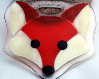 Fused glass Fantastic Fox suncatcher - UK Maker - CAVETSY team