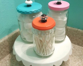 Handmade Bathroom Canisters Painted Jars