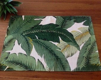 Placemats, Outdoor Tropical Decor Outdoor Decor, Set of 2 Banana Leaf Placemats Palms Coastal Decor Hawaiian Style. Beach House Decor