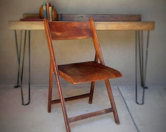 Wood Folding Chair // Dark Wood // Solid Folding Chair // Space Saving