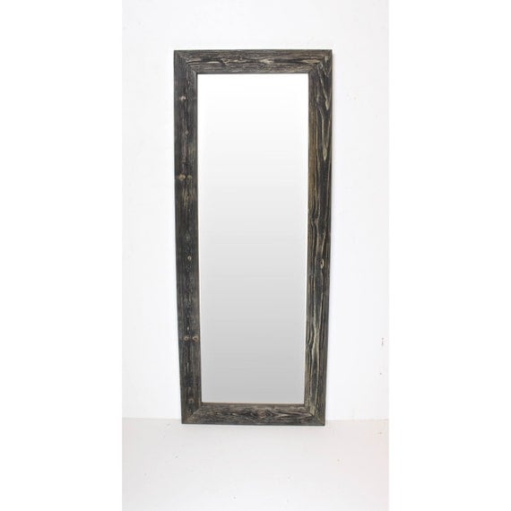 Rustic Wooden Distressed Black Full Length Mirror/
