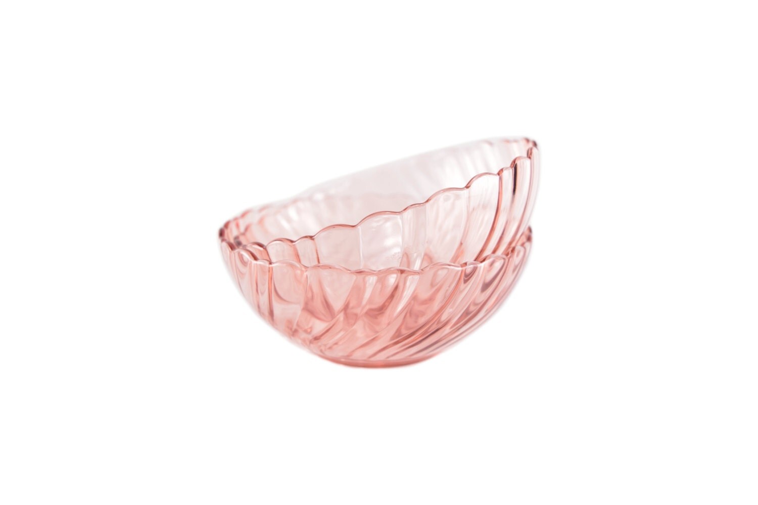 Small Bowls Pink Colored Glass Vintage Set of 2 Clear Arcoroc