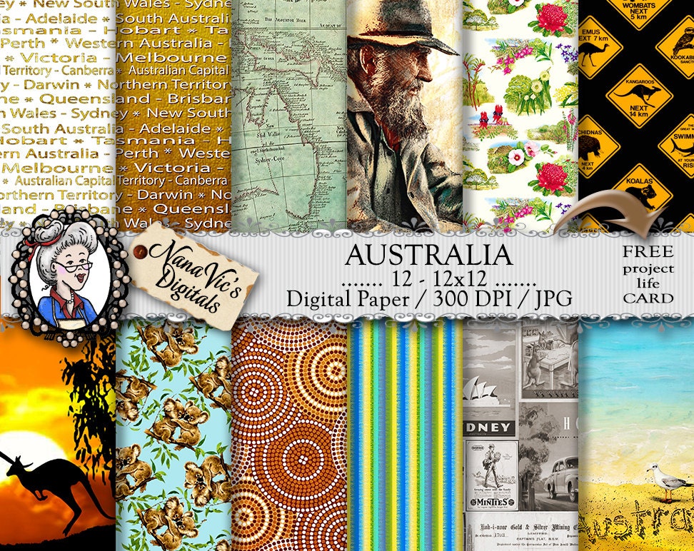 italy paper decoupage Australian Digital Australia Koala, Paper; Kangaroo,