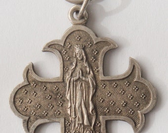 Exquisite old religious medal Virgin Mary