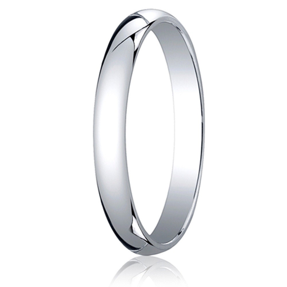 3MM Wide Domed 10K White Gold Band Men's or by RogueRiverJewelry