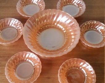 Vintage retro bowls Anchor hocking oven proof lustureware
