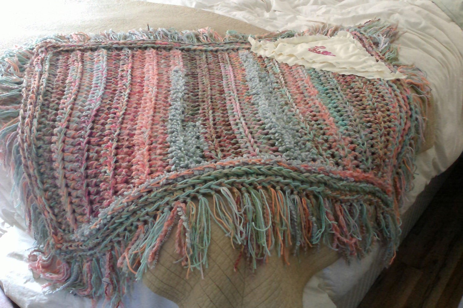 Crochet baby blanket embroidered name blanket by DelightedbyIvy