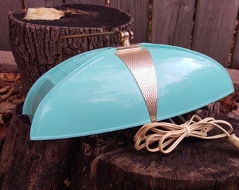 SALE Vintage Art Deco Headboard Blue Plastic Light/Lamp