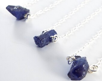 Raw Sapphire Captive Stone Necklace ( 1 Necklace)