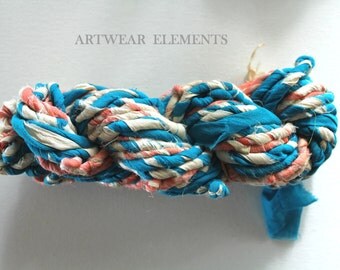Specialty Sari Silk Ribbon Yarn, Twisted with Chiffon, 100g, Fair Trade, Art Yarn, Bracelet Ribbon, Doubled, Artwear Elements, #TWST9