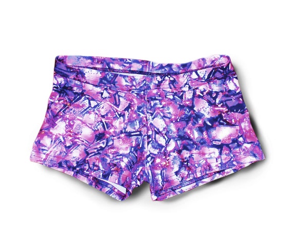 Nylon Spandex Girls Dance Shorts. Colorful booty fit shorts