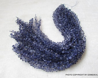 3x5 mm, AAA Quality NATURAL genuine IOLITE drops briolettes micro faceted beads....